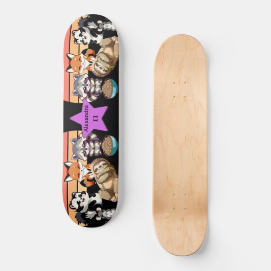 Leuke dieren aangepaste naam persoonlijk skateboard (Voorkant)