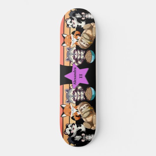 Leuke dieren aangepaste naam persoonlijk skateboard (Voorkant)