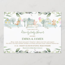 Leuke dieren auto's groen rijden door Baby shower