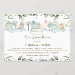 Leuke dieren auto's groen rijden door Baby shower Kaart