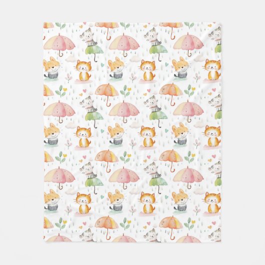 Leuke Dieren baby cadeau Fleece Deken (Voorkant)