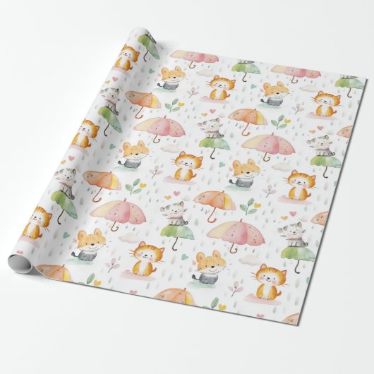 Leuke Dieren baby cadeau Inpakpapier (Uitgerold)