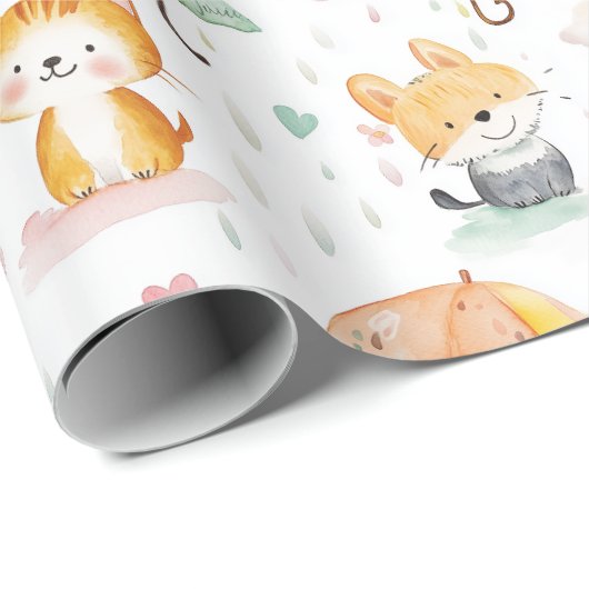 Leuke Dieren baby cadeau Inpakpapier (Rol Hoek)