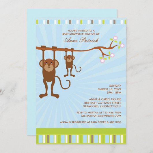 Leuke Dieren Baby shower Flat Invitation Kaart (Voorkant / Achterkant)