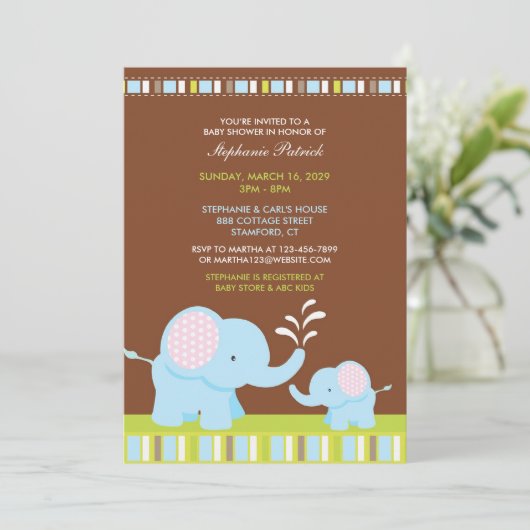 Leuke Dieren Baby shower Flat Invitation Kaart (Staand voorkant)