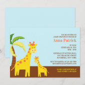 Leuke Dieren Baby shower Flat Invitation Kaart (Voorkant / Achterkant)