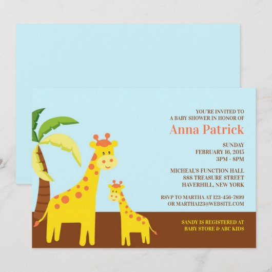 Leuke Dieren Baby shower Flat Invitation Kaart (Voorkant / Achterkant)