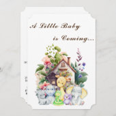 Leuke Dieren Baby shower Invitation | bruin Kaart (Voorkant / Achterkant)