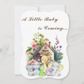 Leuke Dieren Baby shower Invitation | bruin Kaart (Voorkant)