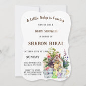 Leuke Dieren Baby shower Invitation | bruin Kaart (Achterkant)