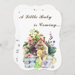 Leuke Dieren Baby shower Invitation | bruin Kaart