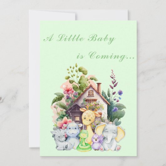 Leuke Dieren Baby shower Invitation | Munt Kaart (Voorkant)