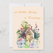 Leuke Dieren Baby shower Invitation | Oranje kleur Kaart (Voorkant)