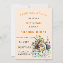 Leuke Dieren Baby shower Invitation | Oranje kleur Kaart