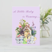 Leuke Dieren Baby shower Invitation | PAARSE Kaart (Staand voorkant)