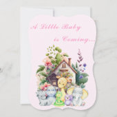 Leuke Dieren Baby shower Invitation | roze Kaart (Voorkant)