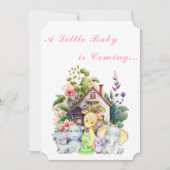 Leuke Dieren Baby shower Invitation | roze Kaart (Voorkant)