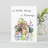 Leuke Dieren Baby shower Invitation | Wit Kaart (Staand voorkant)