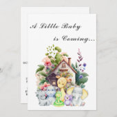 Leuke Dieren Baby shower Invitation | Wit Kaart (Voorkant / Achterkant)