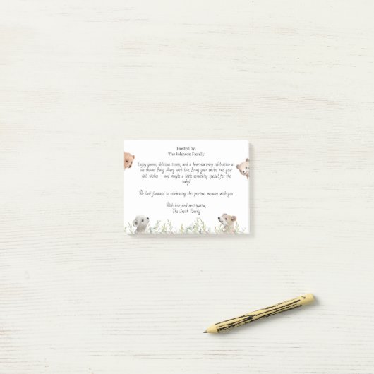 Leuke Dieren Baby shower Uitnodiging Notitie Kaart Post-it® Notes (Op bureau)