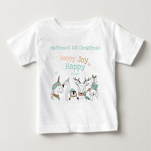 Leuke Dieren Baby's 1st Christmas Happy Joy (Voorkant)