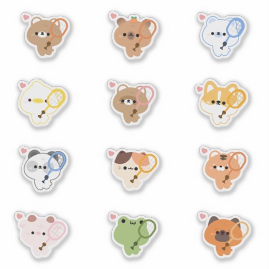 Leuke dieren badminton sticker (Voorkant)