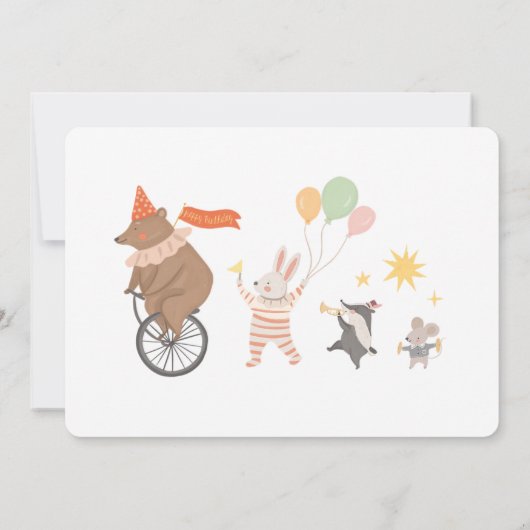 Leuke dieren band eerste verjaardag kaart (Achterkant)