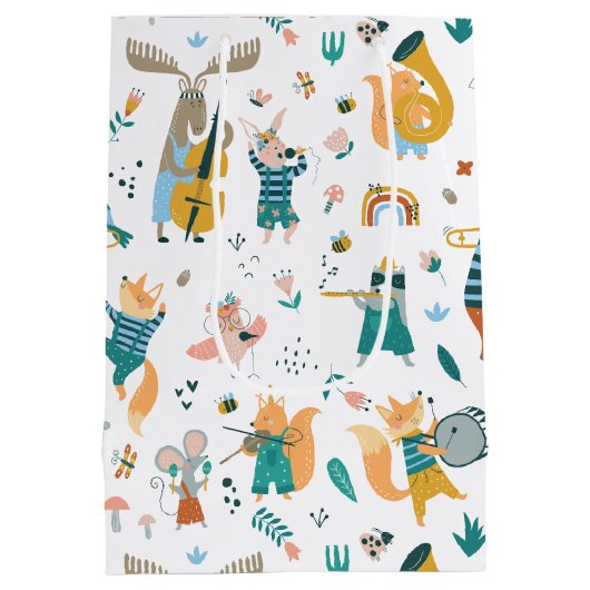 Leuke dieren band verjaardag medium cadeauzakje (Achterkant)