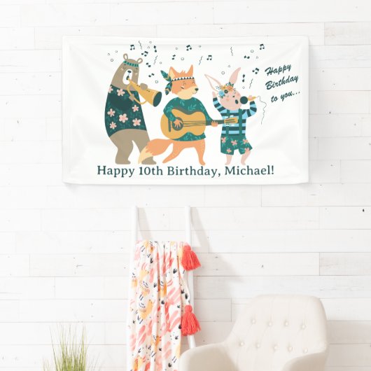 Leuke dieren Bend Verjaardag Spandoek (Insitu)