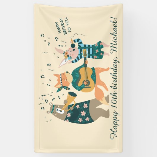 Leuke dieren Bend Verjaardag Spandoek (Verticaal)