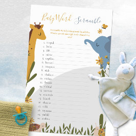 Leuke Dieren Bloemen Baby shower Word Scramble Gam