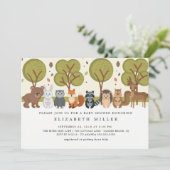 Leuke Dieren Bos Baby shower Invitation Kaart (Staand voorkant)