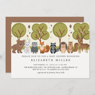 Leuke Dieren Bos Baby shower Invitation Kaart