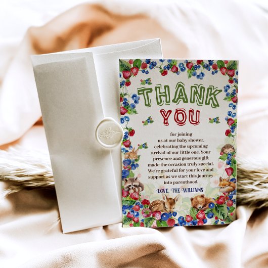Leuke Dieren Botanische Berry Natuur Baby shower Bedankkaart