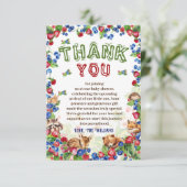 Leuke Dieren Botanische Berry Natuur Baby shower Bedankkaart (Staand voorkant)