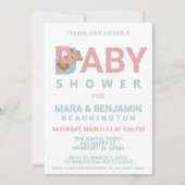 ** Leuke dieren Brieven Baby shower Uitnodiging (Achterkant)