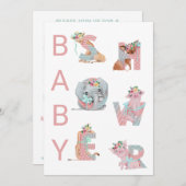 ** Leuke dieren Brieven Baby shower Uitnodiging (Voorkant / Achterkant)
