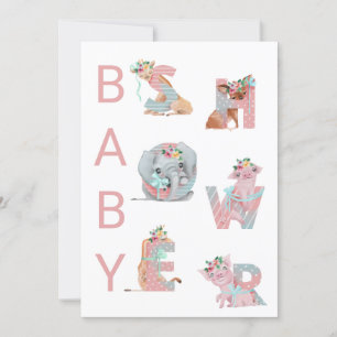 ** Leuke dieren Brieven Baby shower Uitnodiging