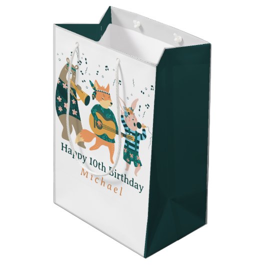 Leuke dieren buigen medium cadeauzakje (Achterkant Gekanteld)