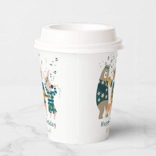 Leuke dieren buigen papieren bekers (Rechts)