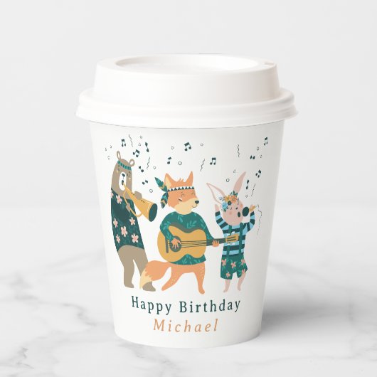 Leuke dieren buigen papieren bekers (Voorkant)