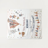 Leuke Dieren Circus Parade Kids Verjaardag Achterg Wandkleed (Voorkant (horizontaal))