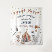 Leuke Dieren Circus Parade Kids Verjaardag Achterg Wandkleed (Voorkant)