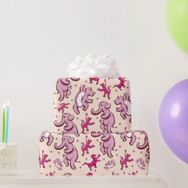 Leuke dieren dansen roze patroon cadeaupapier