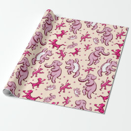 Leuke dieren dansen roze patroon cadeaupapier