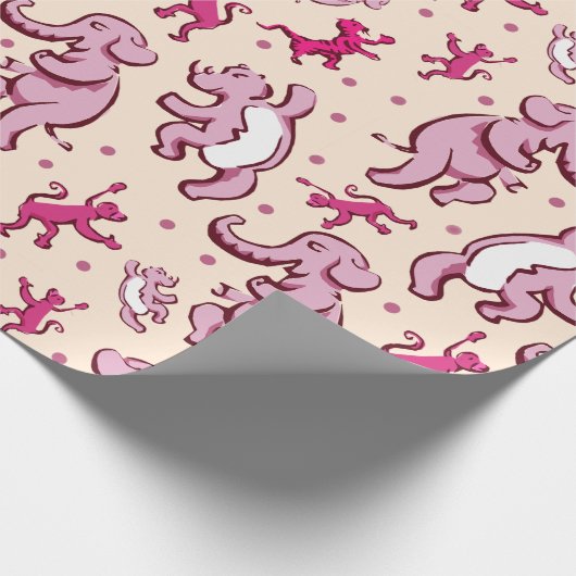 Leuke dieren dansen roze patroon cadeaupapier (Hoek)