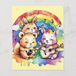 Leuke dieren die muziek spelen in de regenboog
