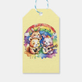Leuke dieren die muziek spelen in de regenboog cadeaulabel (Achterkant)