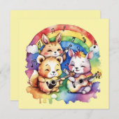 Leuke dieren die muziek spelen in de regenboog kaart (Voorkant / Achterkant)