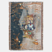 Leuke dieren en kinder kerstblauw deken (Voorkant Verticaal)